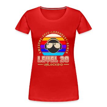 Level 20 - T-shirt bio Premium Femme - rouge - Devant - Mia (176cm)