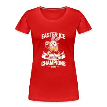 Lustiger Eishockey Hase zu Ostern - Frauen Premium Bio T-Shirt - Rot - Vorne - Mia (176cm)