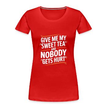 Thé sucré - T-shirt bio Premium Femme - rouge - Devant - Mia (176cm)