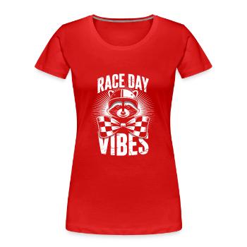 Race Day Vibes - Frauen Premium Bio T-Shirt - Rot - Vorne - Mia (176cm)