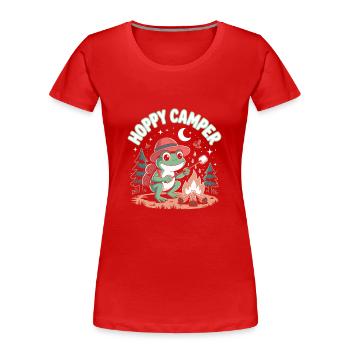 Hoppy Camper Camper Frosch - Frauen Premium Bio T-Shirt - Rot - Vorne - Mia (176cm)