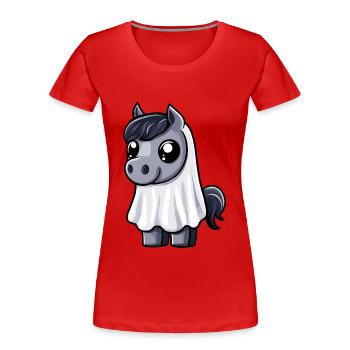 Pferd Halloween Comic Geist - Frauen Premium Bio T-Shirt - Rot - Vorne - Mia (176cm)