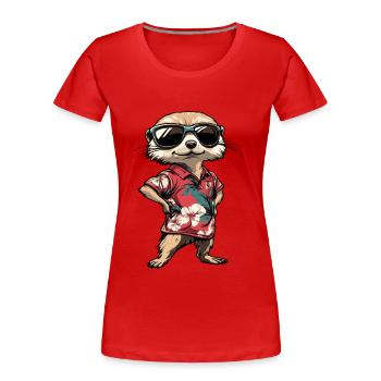 Suricate Drôle d’été - T-shirt bio Premium Femme - rouge - Devant - Mia (176cm)