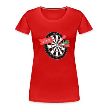 Dart Sport | Double Out 180 Dartliga Bullseye 501 - Frauen Premium Bio T-Shirt - Rot - Vorne - Mia (176cm)