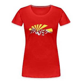 Langkofel - Saslonch - Sasso Lungo - Frauen Premium Bio T-Shirt - Rot - Vorne - Mia (176cm)