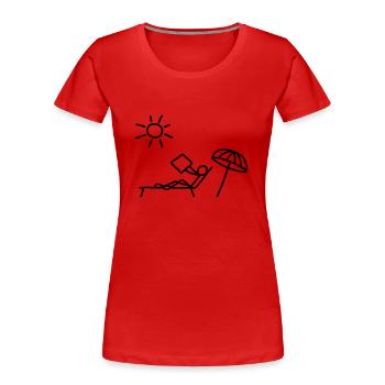 Sonnenbad & Zeitung lesen - Frauen Premium Bio T-Shirt - Rot - Vorne - Mia (176cm)