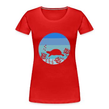 Ocean Animal Lover Gift Retro Turtle - Women's Premium Organic T-Shirt - red - Front - Mia (176cm)