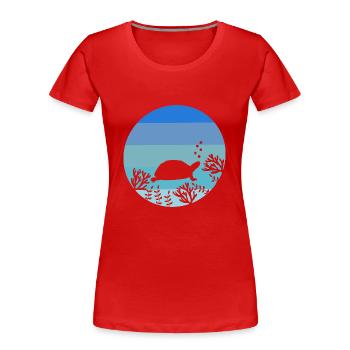 Sea Animal Ocean Animal Gift Retro Turtle - Women's Premium Organic T-Shirt - red - Front - Mia (176cm)