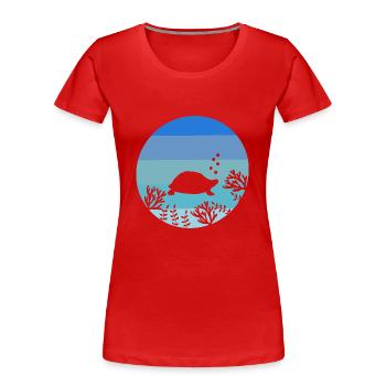 Turtle Ocean Animal Retro Sea Turtle - Women's Premium Organic T-Shirt - red - Front - Mia (176cm)