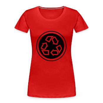 Recycling Symbol - Frauen Premium Bio T-Shirt - Rot - Vorne - Mia (176cm)