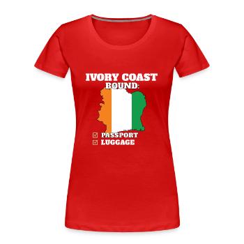 Ivory Coast Bound Country Travel Ivorian Flag - Women's Premium Organic T-Shirt - red - Front - Mia (176cm)