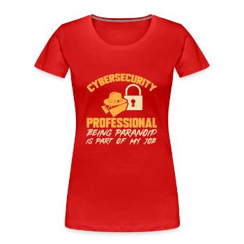 Cybersécurité Hackers Sécurité informatique - T-shirt bio Premium Femme - rouge - Devant - Mia (176cm)