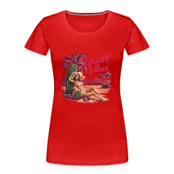 Sonnenuntergang Desert Vibes Urlaub Abenteuer - Frauen Premium Bio T-Shirt - Rot - Vorne - Mia (176cm)