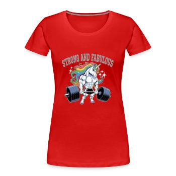Unicorn Power - Frauen Premium Bio T-Shirt - Rot - Vorne - Mia (176cm)