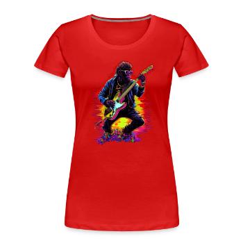 Gitarre spielender Affe - Frauen Premium Bio T-Shirt - Rot - Vorne - Mia (176cm)