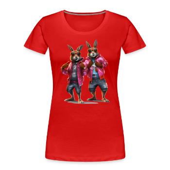 Hip Hop Bunnies avec lunettes de soleil - T-shirt bio Premium Femme - rouge - Devant - Mia (176cm)