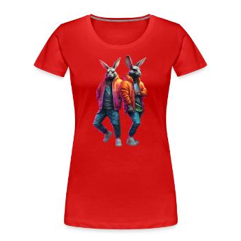 Lapins Hip Hop - T-shirt bio Premium Femme - rouge - Devant - Mia (176cm)