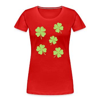 Four-leaf clover St Patrick's Day Luck - Women's Premium Organic T-Shirt - red - Front - Mia (176cm)