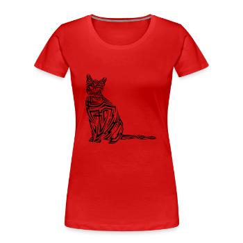 Cat Tribal Tattoo - Women's Premium Organic T-Shirt - red - Front - Mia (176cm)