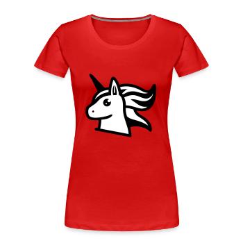 Mignonne licorne de style bande dessinée - T-shirt bio Premium Femme - rouge - Devant - Mia (176cm)