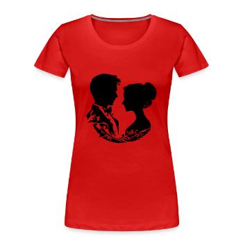 Married Couple Wedding Silhouette - Women's Premium Organic T-Shirt - red - Front - Mia (176cm)