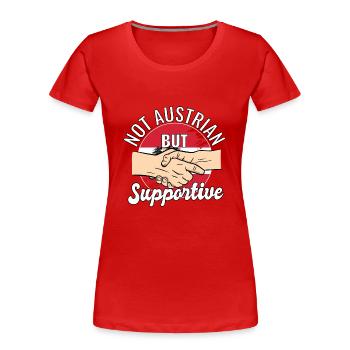 Pas autrichien mais favorable aux voyages dans le pays - T-shirt bio Premium Femme - rouge - Devant - Mia (176cm)