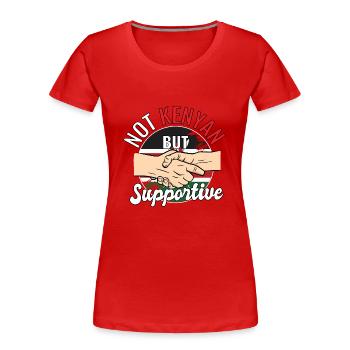 Pas kenyan mais un voyageur de pays solidaire Kenya - T-shirt bio Premium Femme - rouge - Devant - Mia (176cm)