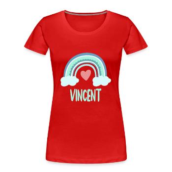 Vincent Name Regenbogen Baby - Frauen Premium Bio T-Shirt - Rot - Vorne - Mia (176cm)