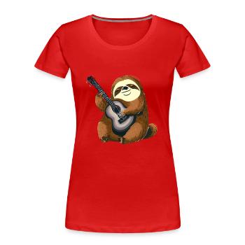 Paresseux musical - T-shirt bio Premium Femme - rouge - Devant - Mia (176cm)
