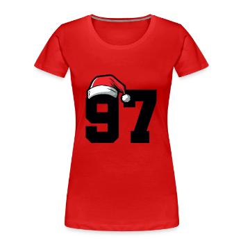 97 Numéro Noël - T-shirt bio Premium Femme - rouge - Devant - Mia (176cm)