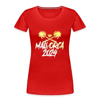 Couronne de Majorque 2024 - T-shirt bio Premium Femme - rouge - Devant - Mia (176cm)