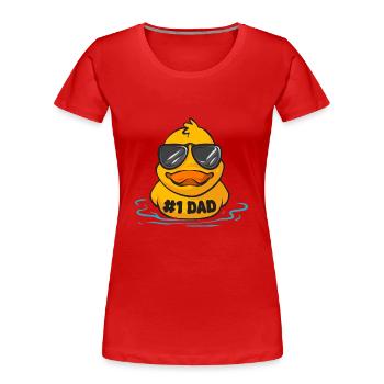 Quietscheentchen Quietscheente Gummiente - Frauen Premium Bio T-Shirt - Rot - Vorne - Mia (176cm)
