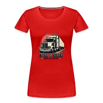 King of the Road – LKW-Trucker Design - Frauen Premium Bio T-Shirt - Rot - Vorne - Mia (176cm)