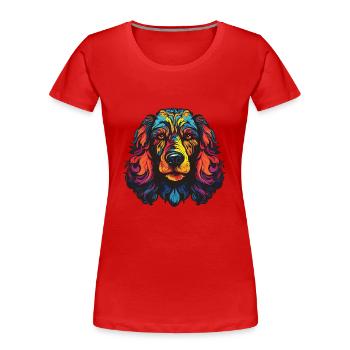 Pudel Hund Portrait - Frauen Premium Bio T-Shirt - Rot - Vorne - Mia (176cm)