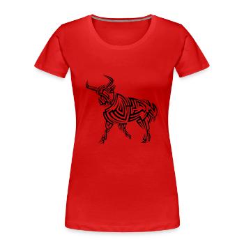Stier Tribal Tattoo - Frauen Premium Bio T-Shirt - Rot - Vorne - Mia (176cm)
