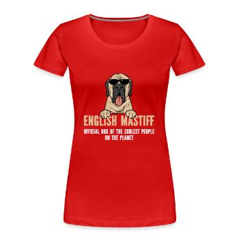 Mastiff Chien Vieux Mastiff anglais - T-shirt bio Premium Femme - rouge - Devant - Mia (176cm)