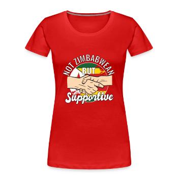 Not Zimbabwean But Supportive Country Traveler - Frauen Premium Bio T-Shirt - Rot - Vorne - Mia (176cm)