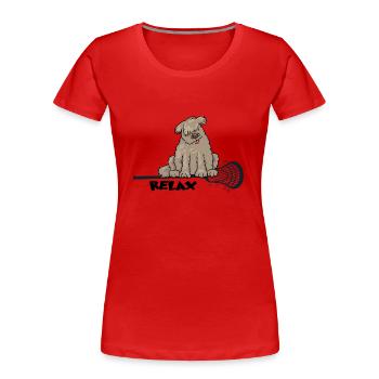 chien joueur de crosse avec filet - T-shirt bio Premium Femme - rouge - Devant - Mia (176cm)