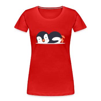 Pinguin - Frauen Premium Bio T-Shirt - Rot - Vorne - Mia (176cm)