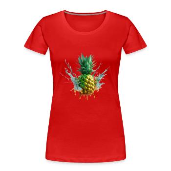 Farbenfrohe Ananas - Frauen Premium Bio T-Shirt - Rot - Vorne - Mia (176cm)