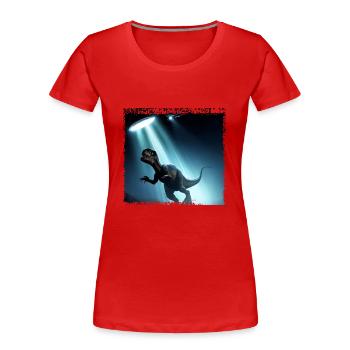 UFO meets dinosaur - Women's Premium Organic T-Shirt - red - Front - Mia (176cm)