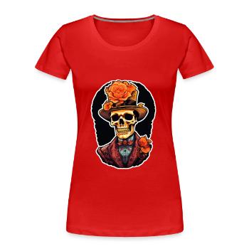 Crâne - T-shirt bio Premium Femme - rouge - Devant - Mia (176cm)