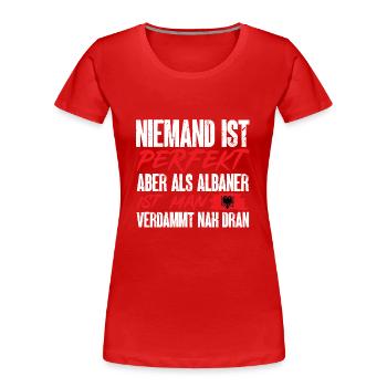 Albanische Flagge Albanischer Adler Shqiponja - Frauen Premium Bio T-Shirt - Rot - Vorne - Mia (176cm)