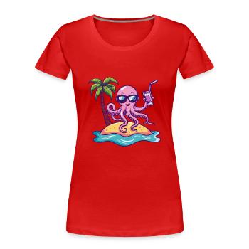 Oktopus Sommer Strand Urlaub - Frauen Premium Bio T-Shirt - Rot - Vorne - Mia (176cm)