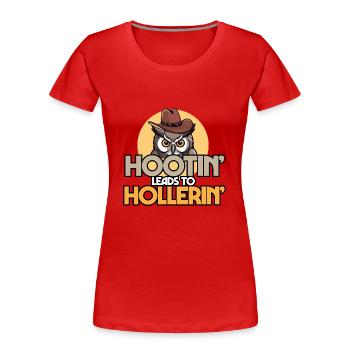 Hootin' mène à Hollerin' Funny Cowboy - T-shirt bio Premium Femme - rouge - Devant - Mia (176cm)