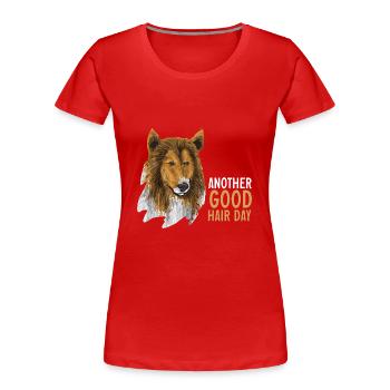 Collie à poil long Chien Rough Collie - T-shirt bio Premium Femme - rouge - Devant - Mia (176cm)