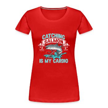 Lachsfischen Fischer Lachs Angler - Frauen Premium Bio T-Shirt - Rot - Vorne - Mia (176cm)