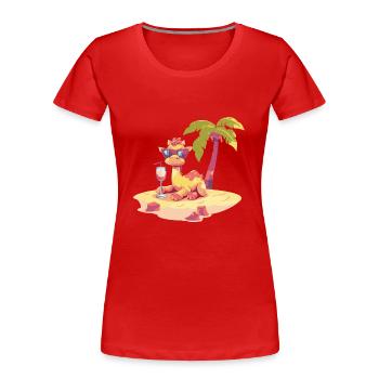 Kamel Sommer Strand Urlaub - Frauen Premium Bio T-Shirt - Rot - Vorne - Mia (176cm)