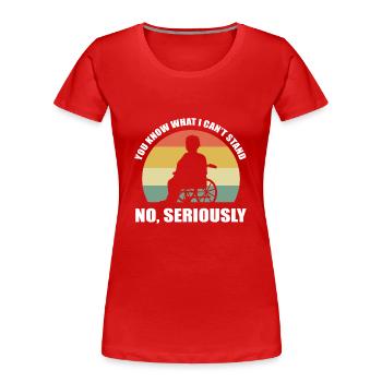 Rollstuhl - Frauen Premium Bio T-Shirt - Rot - Vorne - Mia (176cm)