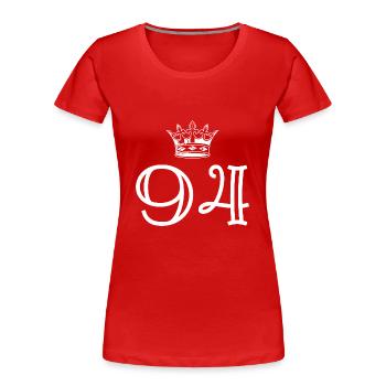 94 Couronne numérique - T-shirt bio Premium Femme - rouge - Devant - Mia (176cm)